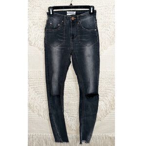 ONE TEASPOON black high waist stretch skinny fit Spray On jeans 26